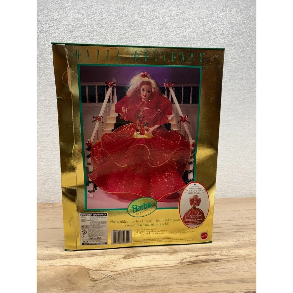 Vtg 1993 Mattel Happy Holiday Barbie Doll With Red Gown Special Edition